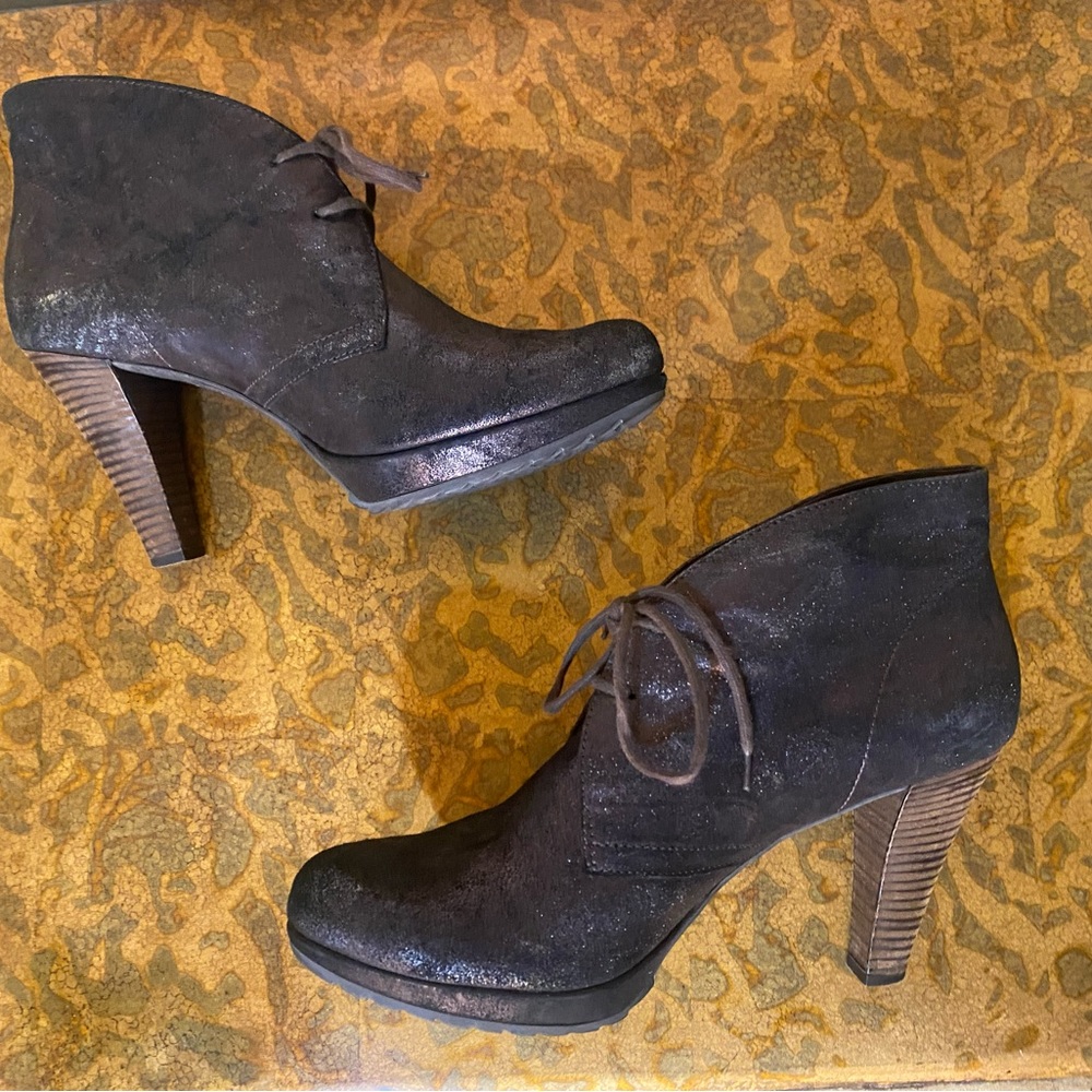 Paul Green Munchen bronze ankle shimmer leather boots size 9.5